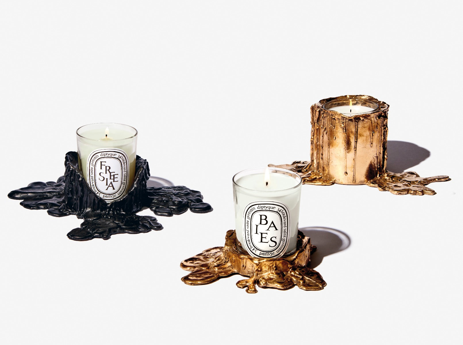 Diptyque Paris Small Gold Bronze Candle Holder for Classic Candles