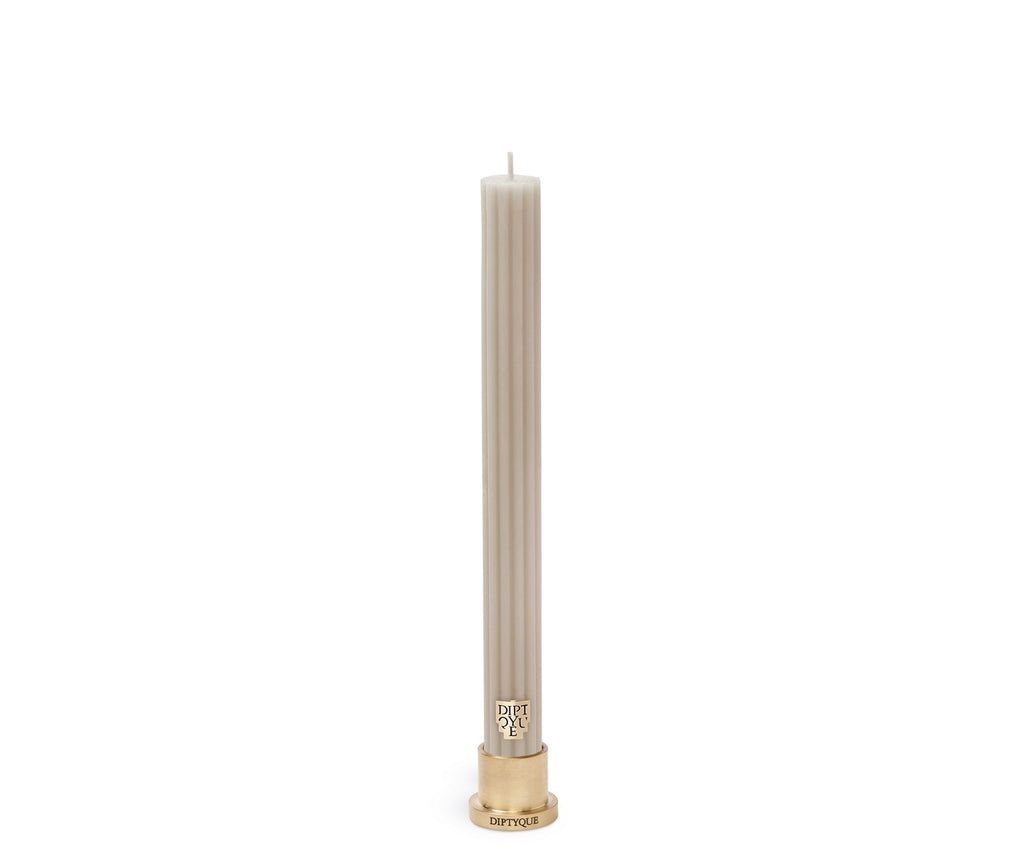 Diptyque Paris Feu De Bois / Wood Heat Scented Ribbed Taper Candle Limited Edition