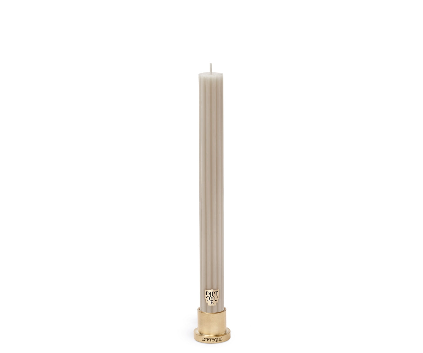 Diptyque Paris Feu De Bois / Wood Heat Scented Ribbed Taper Candle Limited Edition