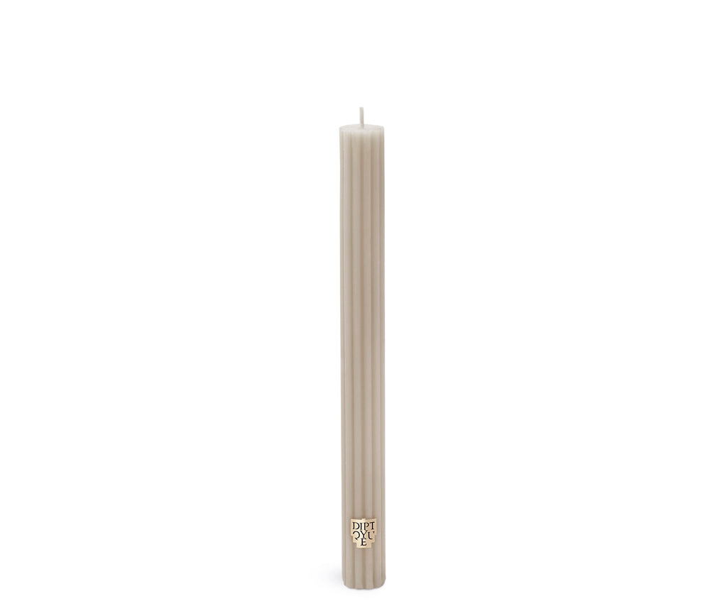 Diptyque Paris Feu De Bois / Wood Heat Scented Ribbed Taper Candle Limited Edition