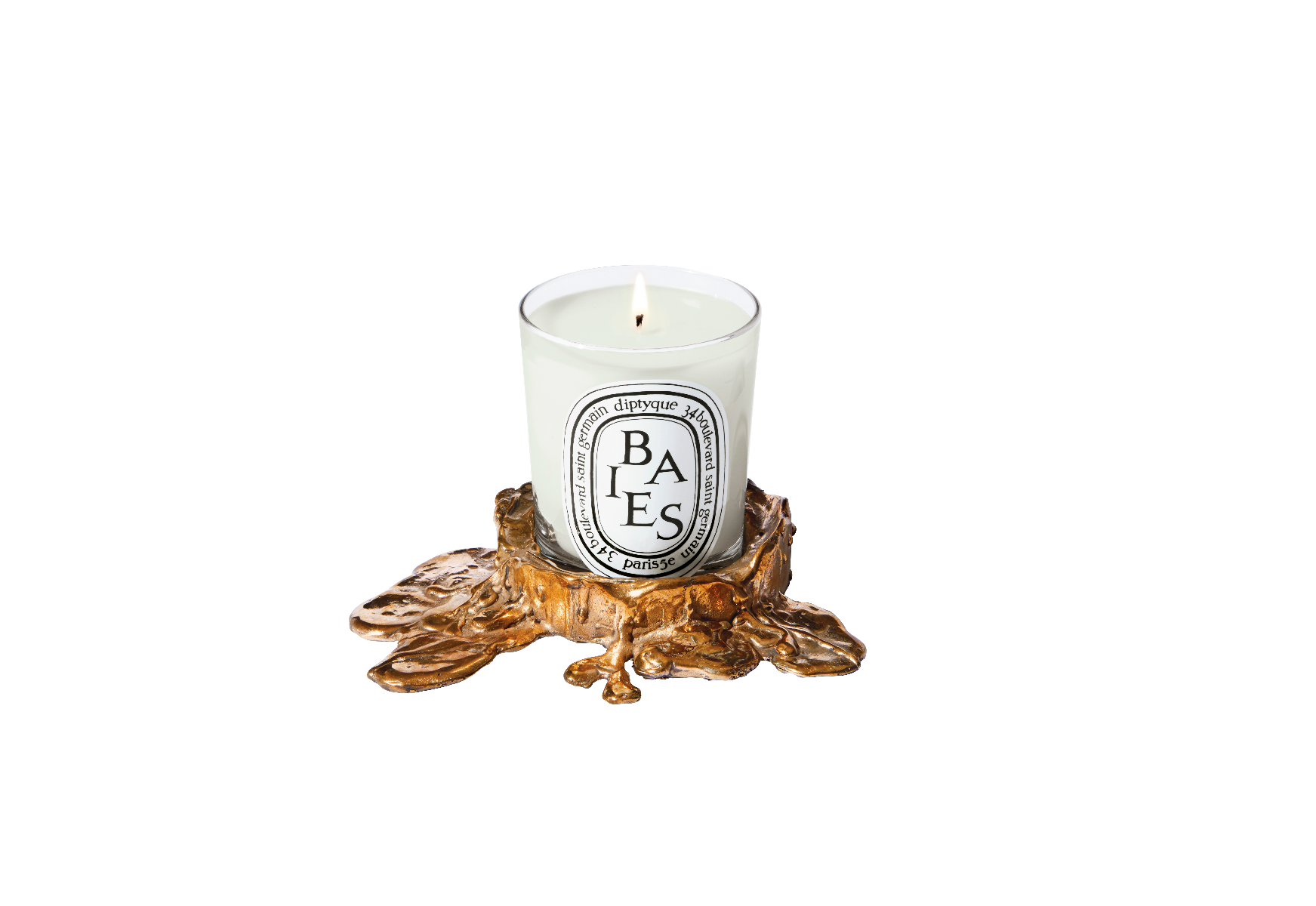 Diptyque Paris Small Gold Bronze Candle Holder for Classic Candles