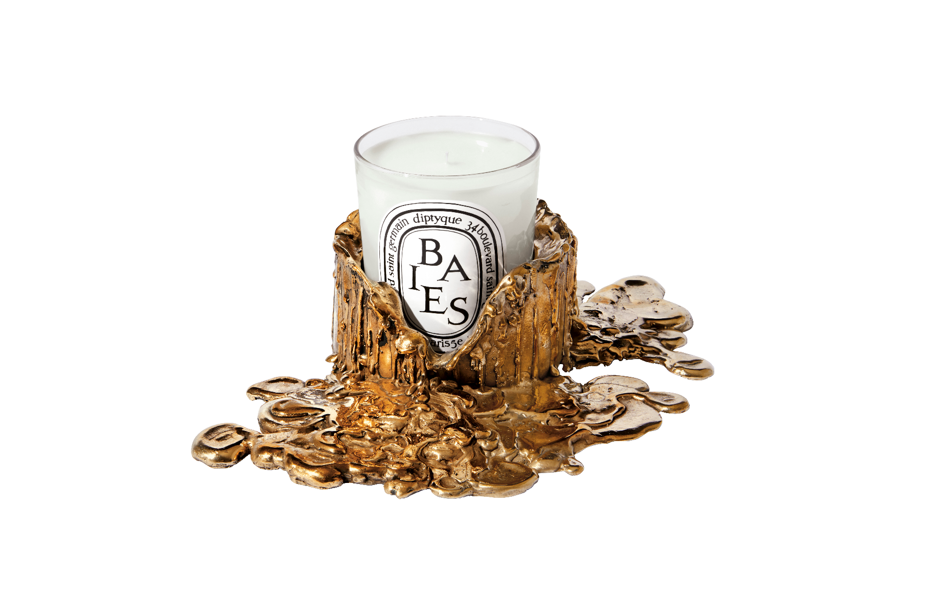 Diptyque Paris Medium Gold Bronze Candle Holder for Classic Candles