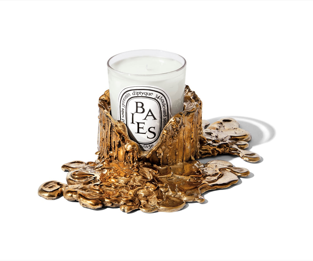 Diptyque Paris Medium Gold Bronze Candle Holder for Classic Candles