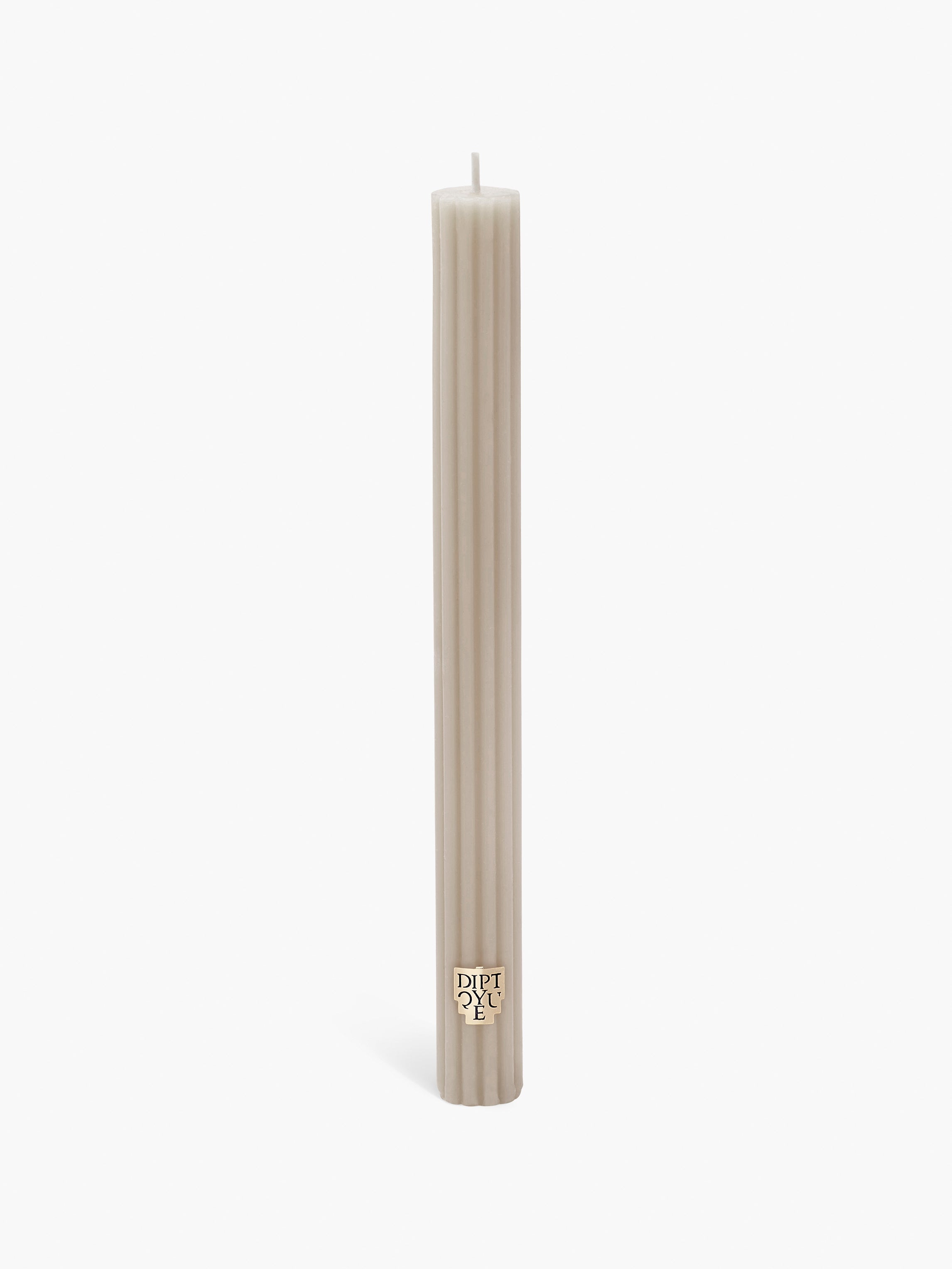 Diptyque Paris Feu De Bois / Wood Heat Scented Ribbed Taper Candle Limited Edition