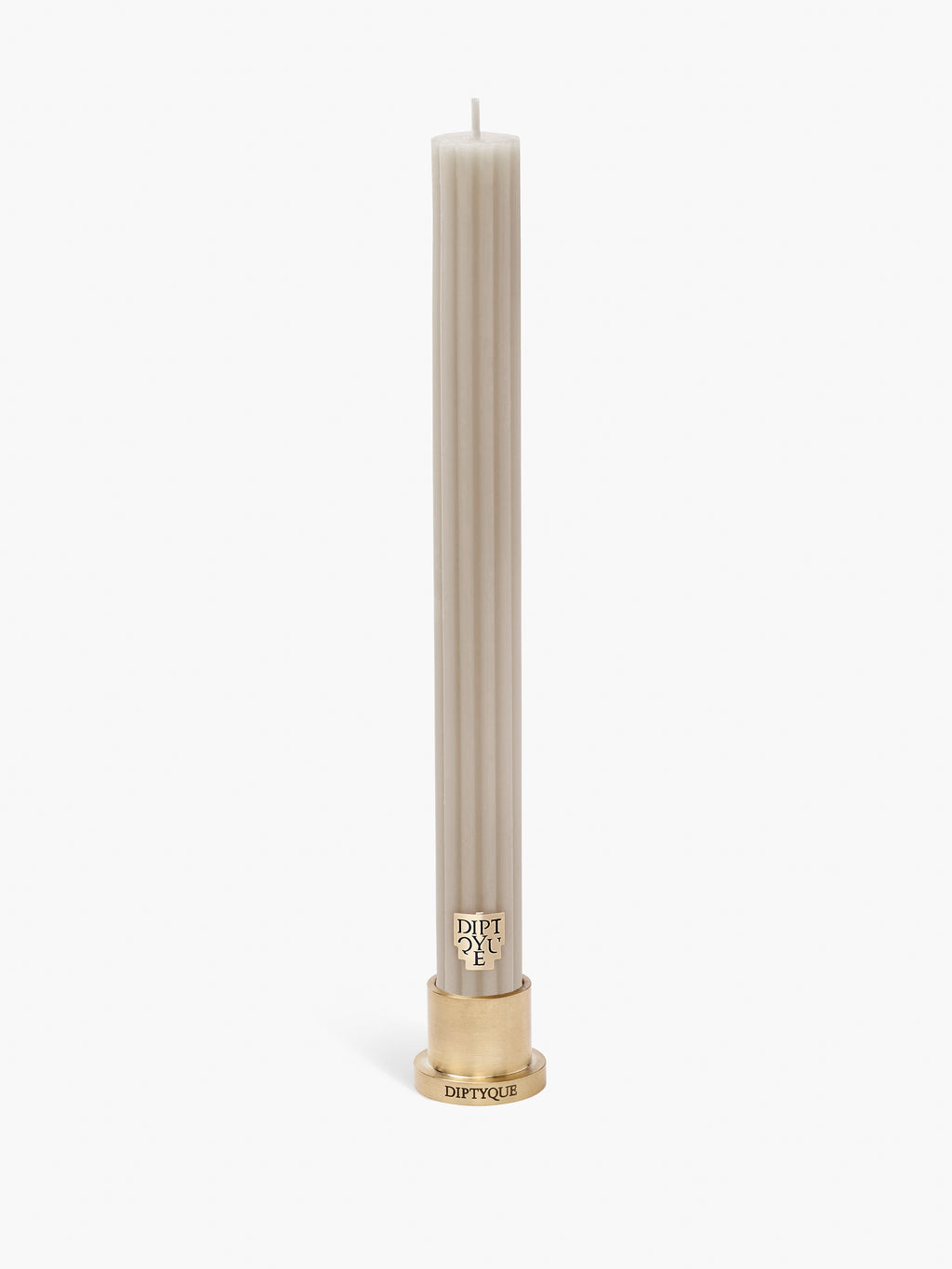 Diptyque Paris Feu De Bois / Wood Heat Scented Ribbed Taper Candle Limited Edition