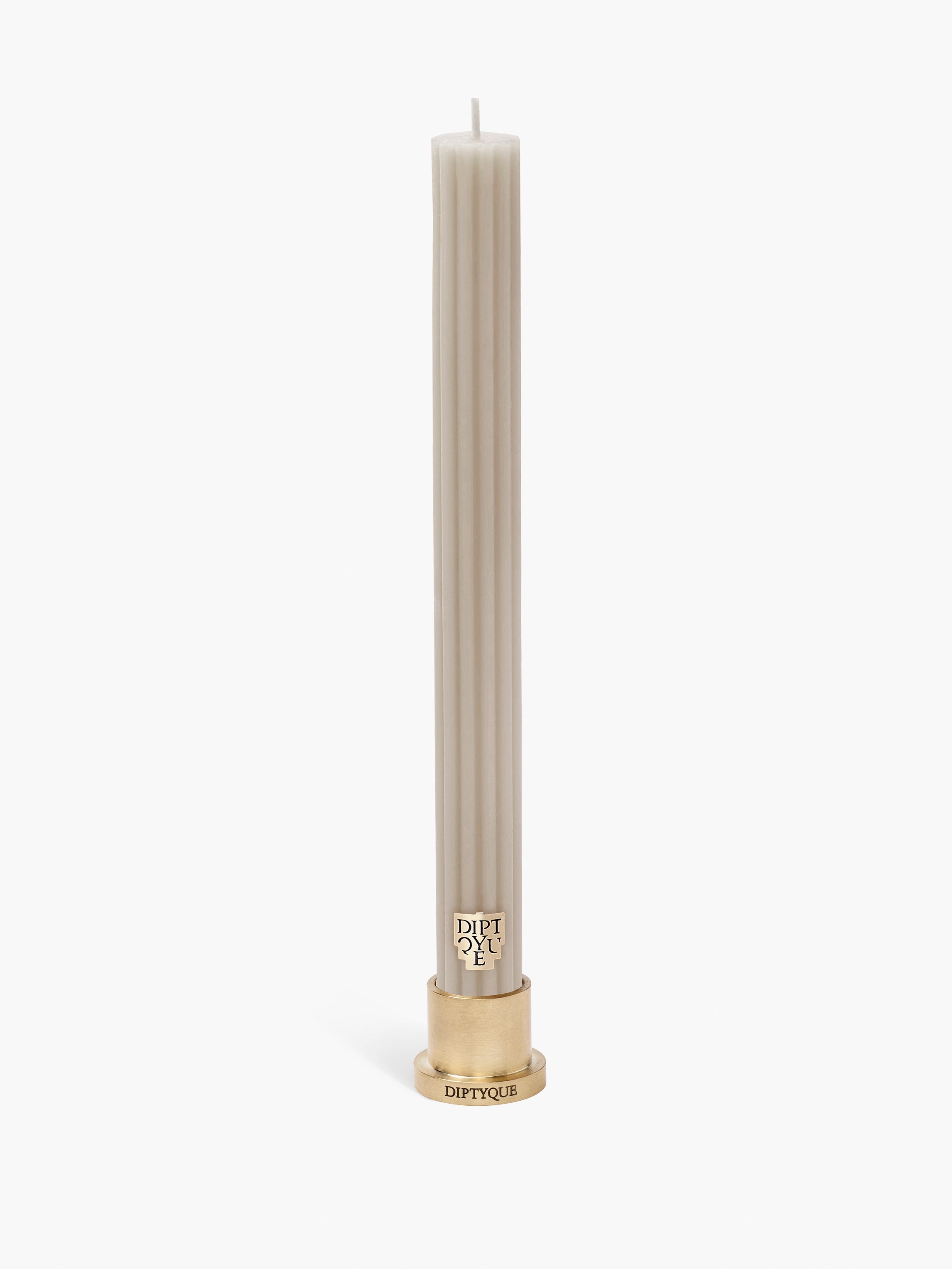 Diptyque Paris Feu De Bois / Wood Heat Scented Ribbed Taper Candle Limited Edition